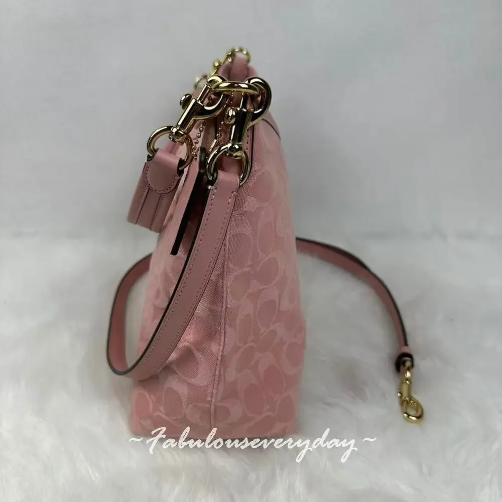 Coach Laurel Shoulder Bag Crossbody In Signature Denim Gold/Light Pink CER66 NWT